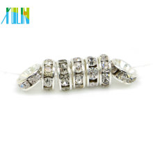 Wholesale All Size Plated Silver Rhinestone Round Rondelle Flat Spacer Beads Wholesale for Jewellery DIY Making